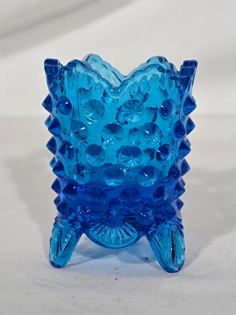 Fenton Colonial Blue Hobnail #3795-CB Toothpick Holder 1966-1976